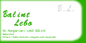 balint lebo business card